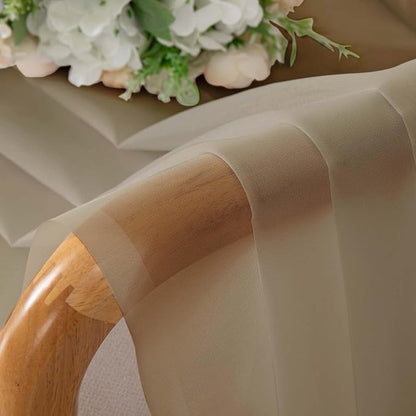 Chyhomenyc Taupe Sheer Curtains 84 Inches Long - Image 2