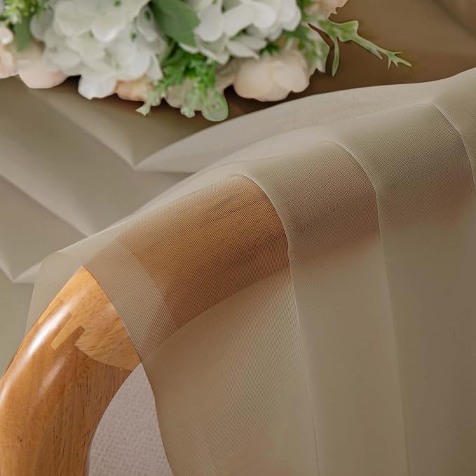 Chyhomenyc Taupe Sheer Curtains 84 Inches Long 2 Panels Set- Light Filtering - Image 2
