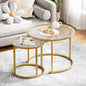 aboxoo Nesting Coffee Table Set of 2, Small Round Glass Nesting Tables by aboxoo