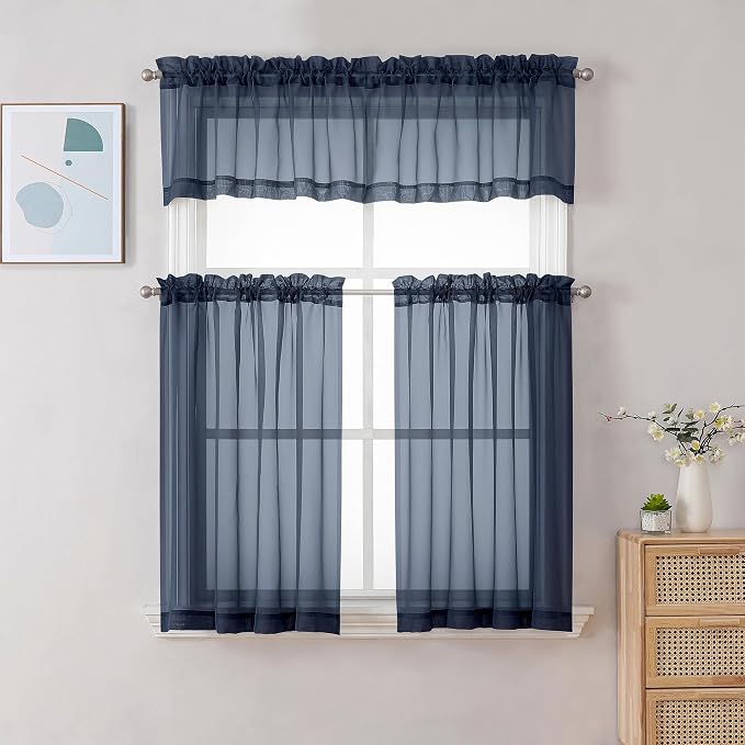 Chyhomenyc Sheer Window Valance Curtains, 42x14 Inches Light Filtering Valances - Image 3