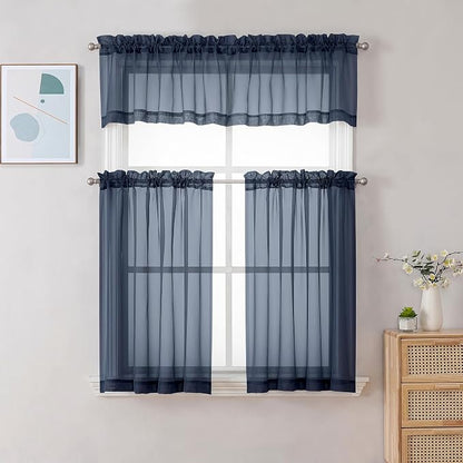 Chyhomenyc Sheer Valances for Windows 2 Pack, Small Window Curtains for Living - Image 2