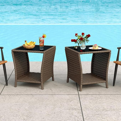 kinbor Outdoor Wicker Side Table - Image 2