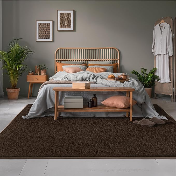 5x7 Area Rugs for Living Room Non Slip Dorm Bedroom Rug, Coffee | Modern Area - Image 7