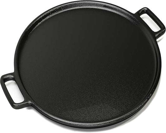 Cast Iron Pizza Pan - 14-Inch Baking Pan for Oven, Stovetop, Grill, or Campfires - Durable, Even-Heating, Versatile Cast Iron Griddle by Home-Complete