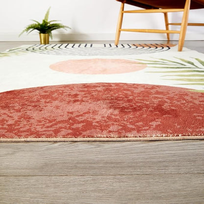 RoomTalks Mid Century Modern Washable Rug, Boho Cute Aesthetic 9x12 Area Rugs - Image 3