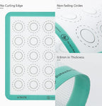 446ºF Heat Resistant Macaron Mat: U-Taste 11x11in Non Stick Silicone Baking Mat, Reusable Cookies Pastry Sheet Liner with Edge Enhancement & Circle Measurement for Square Cake Pan (Aqua Sky)
