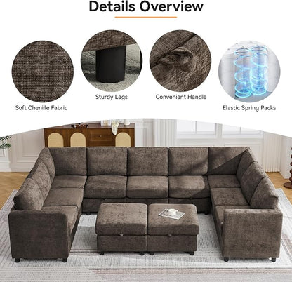127'' Oversized U Shaped Modular Sofa, Sectional Couches - Image 5