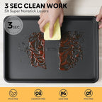 Baking Sheet Pan Set of 3, Thicker Carbon Steel Cookie Sheets for Baking Non Stick with Diamond Texture Pattern, Ceramic Half/Quarter/Jelly Roll Baking Trays for Oven