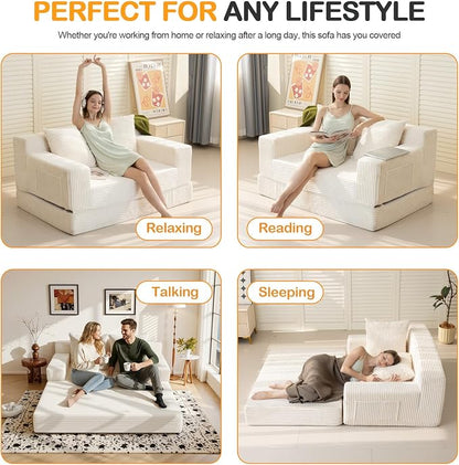 Erament Convertible Sofa Bed, Loveseat Folding Floor Futon Sleeper Sofa Couch - Image 4