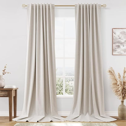 Extra Long 100% Blackout Linen Curtains by Guken