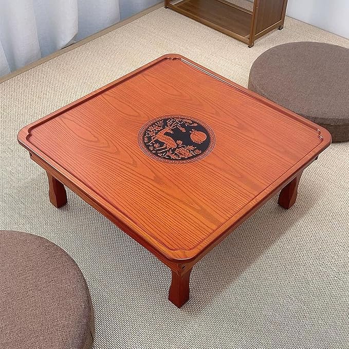 Square Folding Coffee Table, Korean Dining Table, Solid Wood Low Tables by Unknown