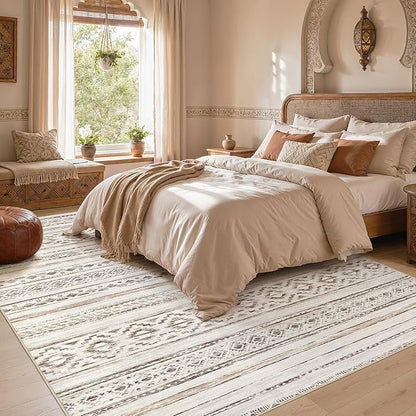 cotiled Boho 5x7 Area Rugs for Living Room: Soft Moroccan Washable Rug | Solve - Image 6