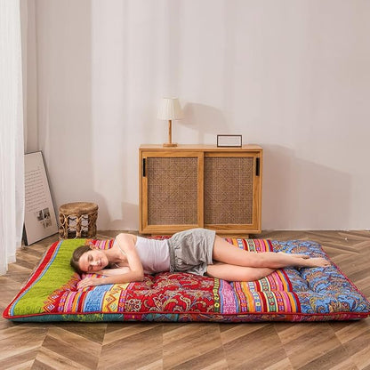 MAXYOYO Bohemian Retro Floor Mattress Vintage Floral Japanese Futon Mattress - Image 3
