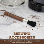 Takavu Coffee Grinder Cleaning Brush, Barista Brush with Black Boar Bristle, Espresso Machine Cleaner Tool, Brista Dusting Accessories Used on Group Heads, Shower Screen, Portafilter, Scoop, Tamper