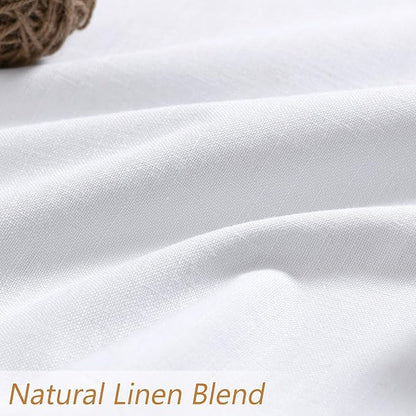 White 100% Blackout Linen Curtains 52 Inch Wide by 134 Inch - Image 3
