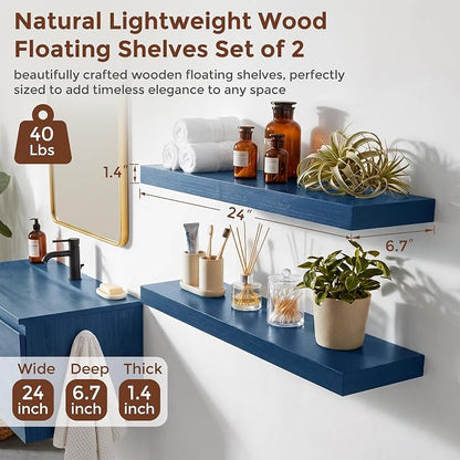 fuqing Dark Blue Floating Shelves | 24 Inch Floating Shelves - Image 3
