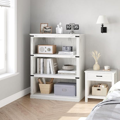 GarveeHome 3 Tier Farmhouse Bookcase, 39.9 in Tall Book Shelf - Image 3
