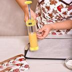 Cookie Press Gun Kit – Cookie Spritzer Set with 16 Discs and 6 Piping Tips for Baking, Cake Icing Nozzle, Deviled Egg Filler, Donut Decorating, Stainless Steel Food Syringe, Extruder, Injector