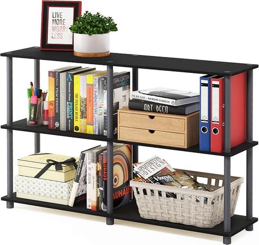 Furinno TURN-N-TUBE Storage Shelves, 3-Tier 47.4 Wide Book Shelf, Corner Shelf by Furinno-FitsYourSpaceFitsYourBudget