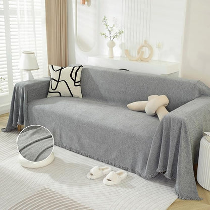 DREAMINGO Modern Minimalism Light Grey Couch Cover Sectional Sofa Covers by DREAMINGO