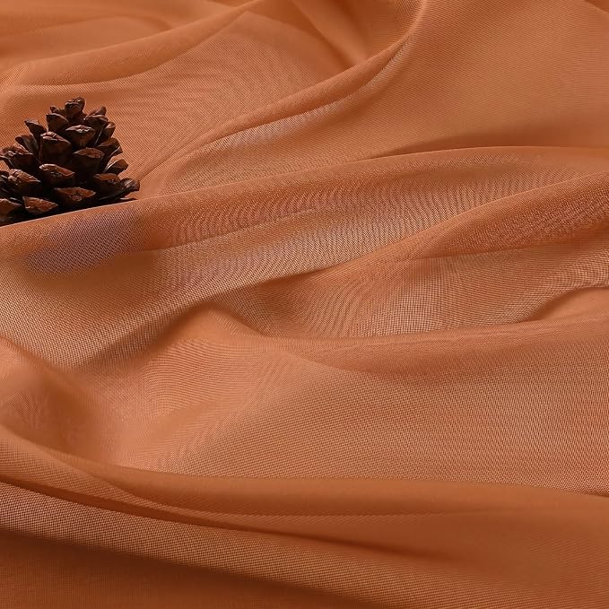 Orange Sheer Curtains 72 Inches Long 2 Panels Set, Light Filtering Sheer - Image 5