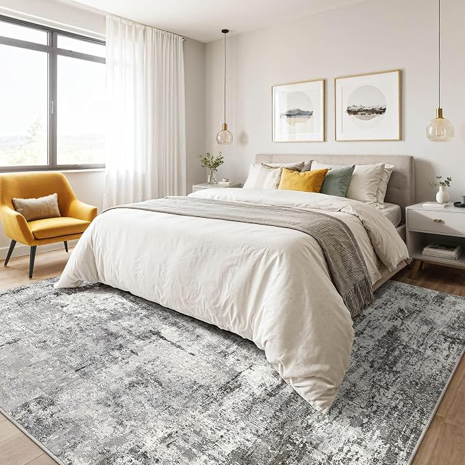 LOONGRUG 10x12 Area Rug Washable Large Neutral Modern Living Room Rug | - Image 4