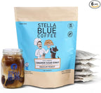 STELLA BLUE Fresh Cold Brew Coffee | Cinnamon Sugar Donut | 100% Arabica Medium Roast | Warm Cinnamon and Sweet Pastry Flavor | Cold Brew Coffee Packets | Makes 24 Pods | 6 Easy-Brew Pouches