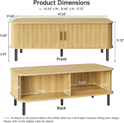 ONBRILL 47.2 Inch Mid Century Modern Coffee Table - Image 2