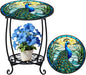 Cinnvoice Outdoor Side Table Round Small Mosaic Patio Accent Indoor End Plant by Cinnvoice