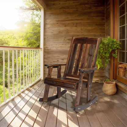 VINGLI Outdoor Rocking Chair, Heavy Duty 600 LBS Wooden Rocking Bench - Image 2