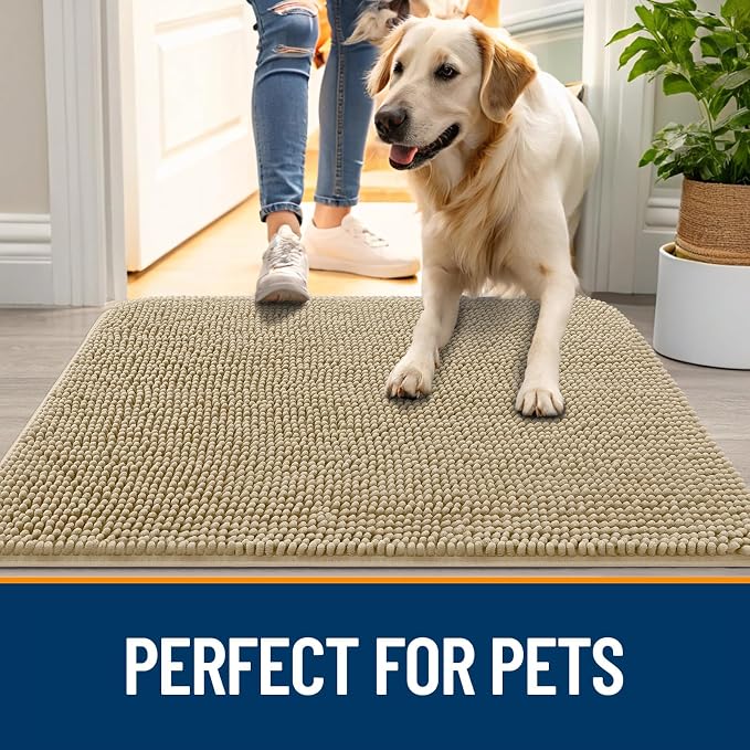 OLANLY Dog Door Mat for Muddy Paws 47x32, Super Absorbent Chenille Mud Mat | - Image 6