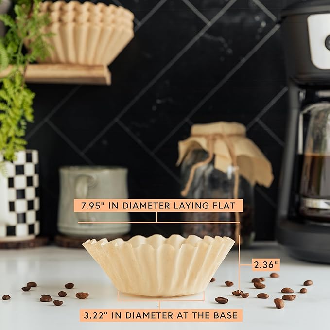 Tupkee Coffee Filters 8-12 Cups - 600 Count, Basket Style, Natural Brown Unbleached Coffee Filter, Made in the USA