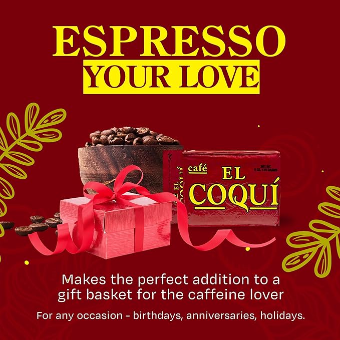 El Coquí Dark Roast Espresso Ground Coffee, Rich, Ground Coffee, Authentic Puerto Rican Style Coffee, Vacuum Sealed, Ground Espresso Beans, 6 oz (4 pack)