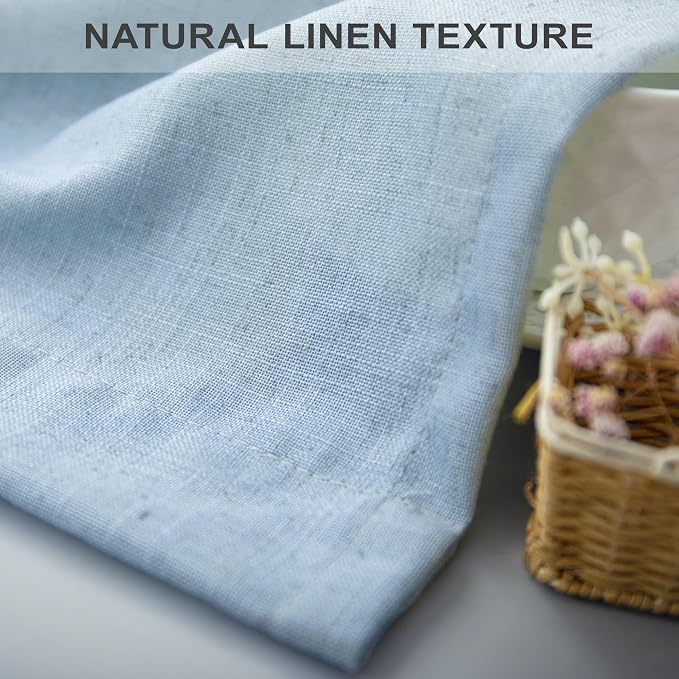 Blue Linen Curtains 108 inch Extra Long - Image 7
