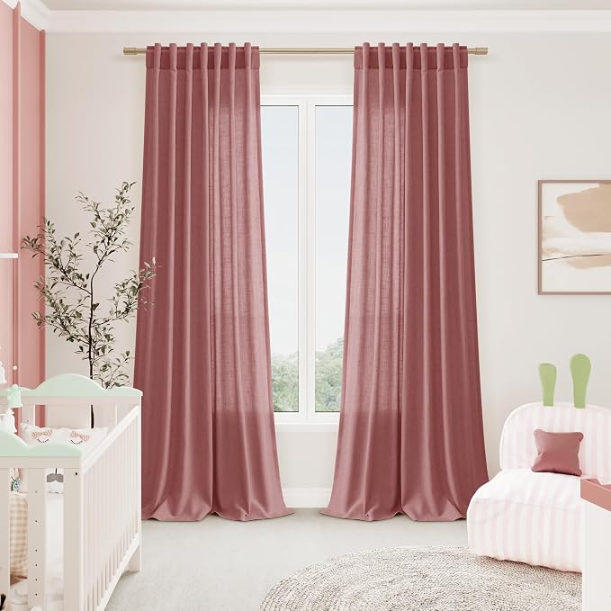 Canyon Rose Linen Curtains 108 Inches Long - Image 7