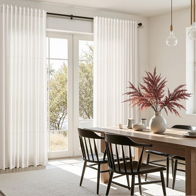 Extra Wide Linen Curtains for Living Room Bedroom 84 Inches Long Light - Image 7