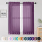 Plum Sheer Curtains 63 Inches Long 2 Panels Set, Light Filtering Voile Fimly by OWENIE
