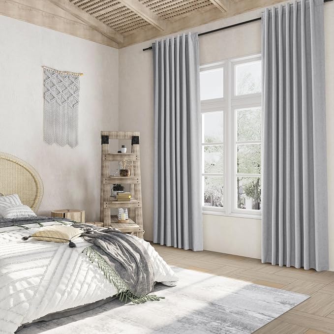 Grey 100% Blackout Curtains 84 Inch Length 2 Panels Set - Image 8