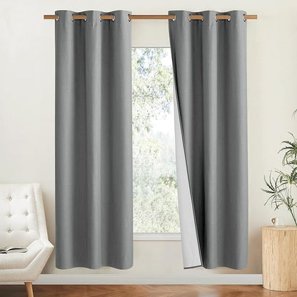 NICETOWN 100% Blackout Linen Texture Curtains 70 inches Long, Dove Grey by NICETOWN