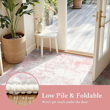 Rugflix 8x10 Area Rugs for Bedroom, Washable Pink Large Rug | Machine Washable; - Image 8