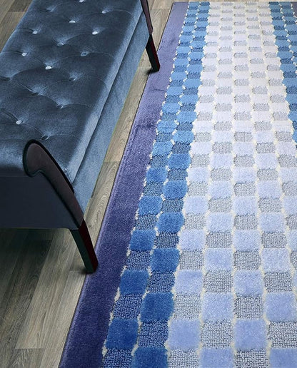 30 Ft Blue Extra Long Hallway Runner Rug, Custom Size, Non Slip Washable | by ORFAHOME