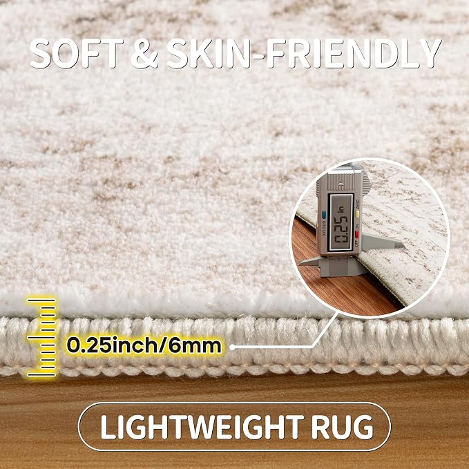 8x10 Area Rugs for Living Room Bedroom Dining Room Washable Beige Ivory | Soft - Image 6