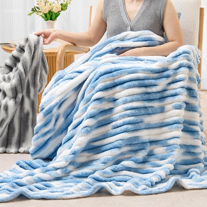BEDELITE Striped Fleece Throw Blanket, Soft Cozy, Lightweight Warm, - Image 8