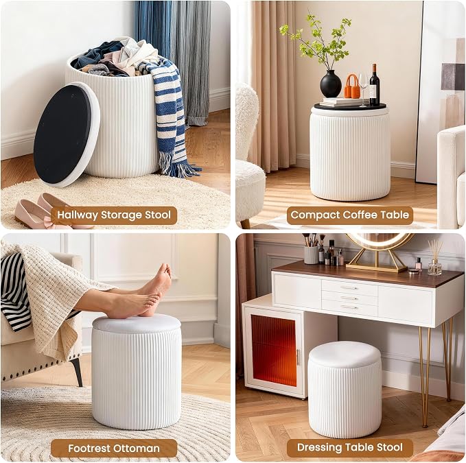 White Vanity Stool Set of 2 - Image 4
