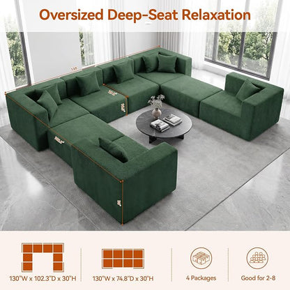 MONVANE Modular Sectional Sofa, Oversized 8 Seat Convertible U Shaped Couch - Image 3