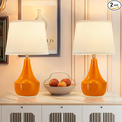 GyroVu 18" Table Lamp Set of 2, Ceramic Lamp Classic Beside Lamps Nightstand by WelcomeGyroVu