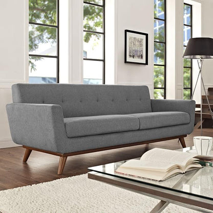 Modway Engage Mid-Century Modern Upholstered Fabric Sofa in Expectation Gray - Image 2