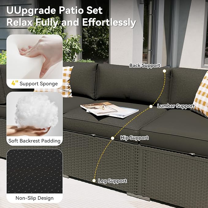 Aoxun Patio Furniture Set with Fire Pit Table, 8 Piece Outdoor Sectional Sofas - Image 2