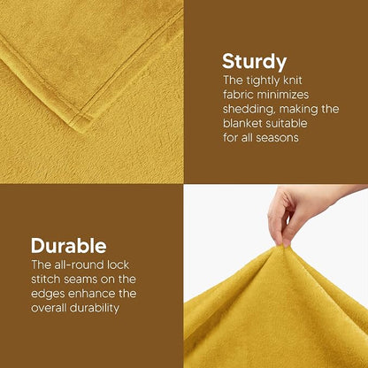 Utopia Bedding Ultra Soft Fleece Bed Blanket Twin Size Gold | Microfiber Plush - Image 7