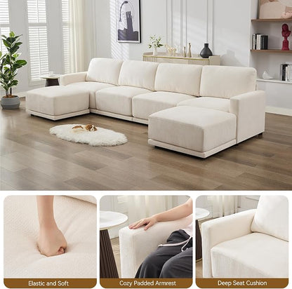 143.8" Modular Sectional Sofa Modern Chenille U Shaped Couch - Image 4